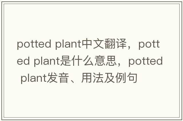 potted plant中文翻譯，potted plant是什么意思，potted plant發(fā)音、用法及例句