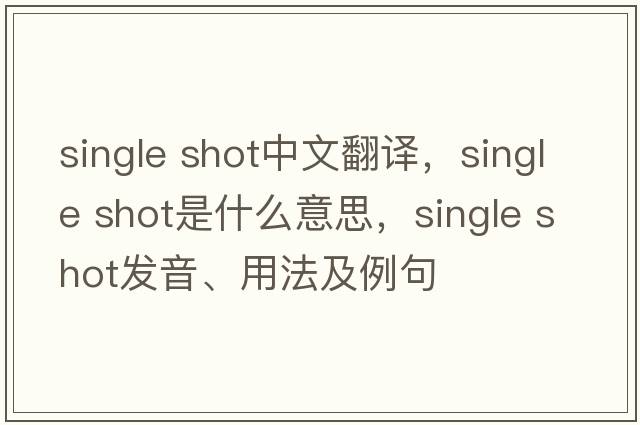 single shot中文翻譯，single shot是什么意思，single shot發(fā)音、用法及例句