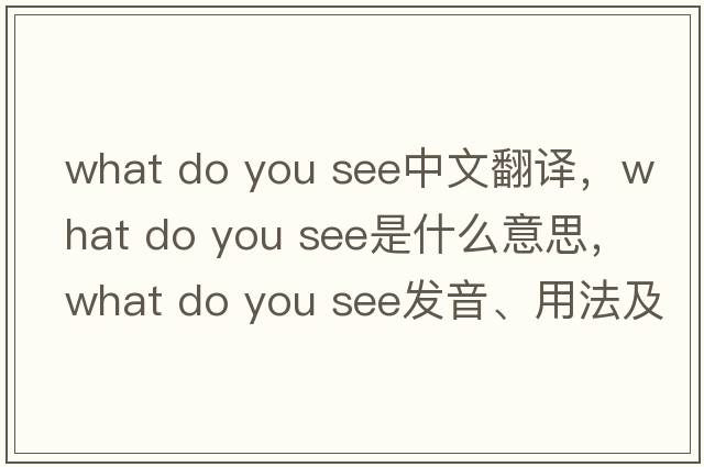what do you see中文翻譯，what do you see是什么意思，what do you see發(fā)音、用法及例句