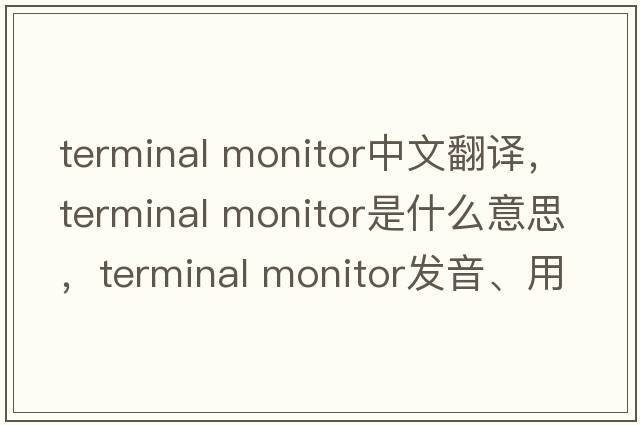 terminal monitor中文翻譯，terminal monitor是什么意思，terminal monitor發(fā)音、用法及例句