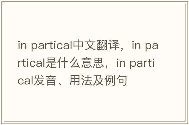 in partical中文翻譯，in partical是什么意思，in partical發(fā)音、用法及例句