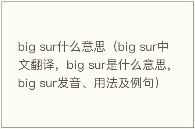 big sur什么意思（big sur中文翻譯，big sur是什么意思，big sur發(fā)音、用法及例句）