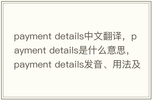 payment details中文翻譯，payment details是什么意思，payment details發(fā)音、用法及例句
