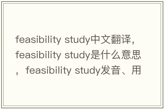 feasibility study中文翻譯，feasibility study是什么意思，feasibility study發(fā)音、用法及例句
