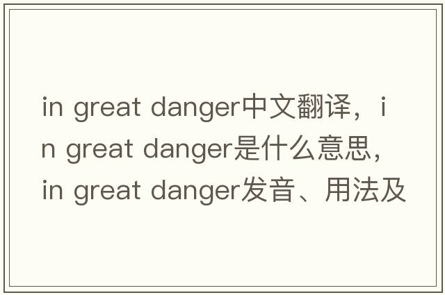 in great danger中文翻譯，in great danger是什么意思，in great danger發(fā)音、用法及例句