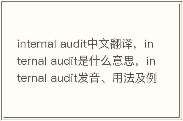 internal audit中文翻譯，internal audit是什么意思，internal audit發(fā)音、用法及例句
