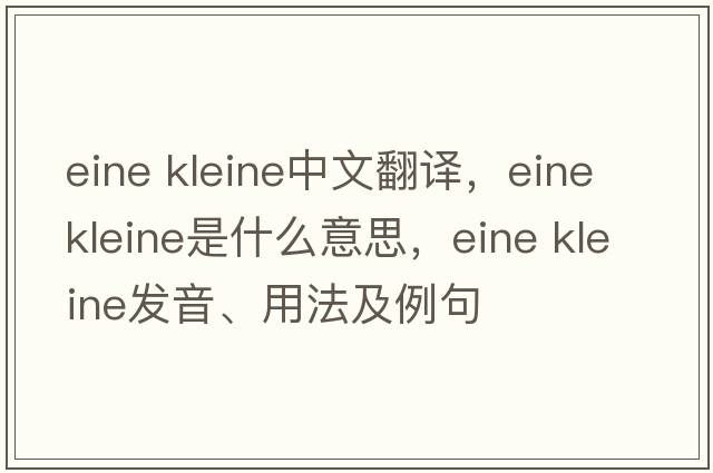 eine kleine中文翻譯，eine kleine是什么意思，eine kleine發(fā)音、用法及例句