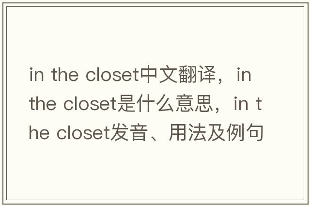 in the closet中文翻譯，in the closet是什么意思，in the closet發(fā)音、用法及例句