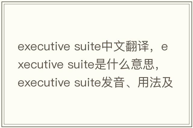 executive suite中文翻譯，executive suite是什么意思，executive suite發(fā)音、用法及例句