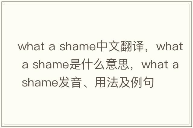 what a shame中文翻譯，what a shame是什么意思，what a shame發(fā)音、用法及例句