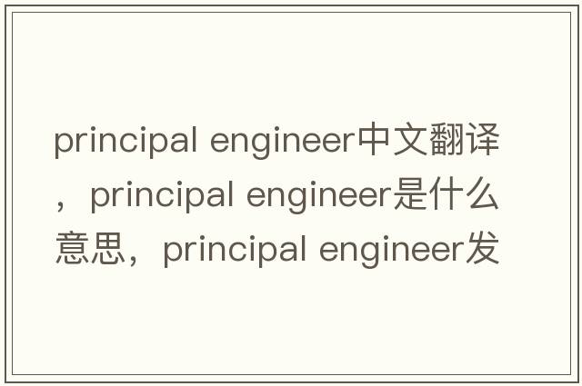 principal engineer中文翻譯，principal engineer是什么意思，principal engineer發(fā)音、用法及例句