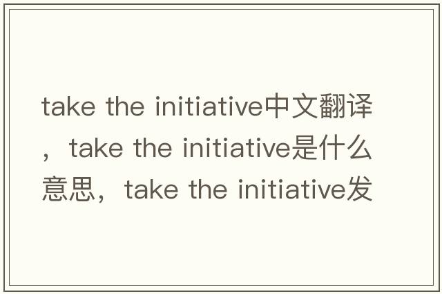 take the initiative中文翻譯，take the initiative是什么意思，take the initiative發(fā)音、用法及例句