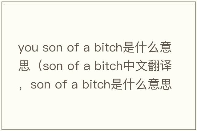you son of a bitch是什么意思（son of a bitch中文翻譯，son of a bitch是什么意思，son of a bitch發(fā)音、用法及例句）