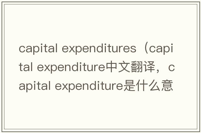 capital expenditures（capital expenditure中文翻譯，capital expenditure是什么意思，capital expenditure發(fā)音、用法及例句）