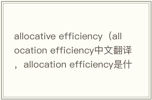 allocative efficiency（allocation efficiency中文翻譯，allocation efficiency是什么意思，allocation efficiency發(fā)音、用