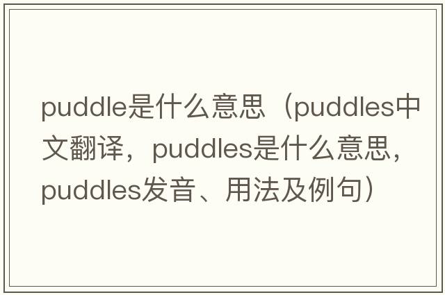 puddle是什么意思（puddles中文翻譯，puddles是什么意思，puddles發(fā)音、用法及例句）