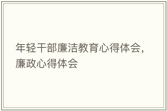 年輕干部廉潔教育心得體會(huì )，廉政心得體會(huì )