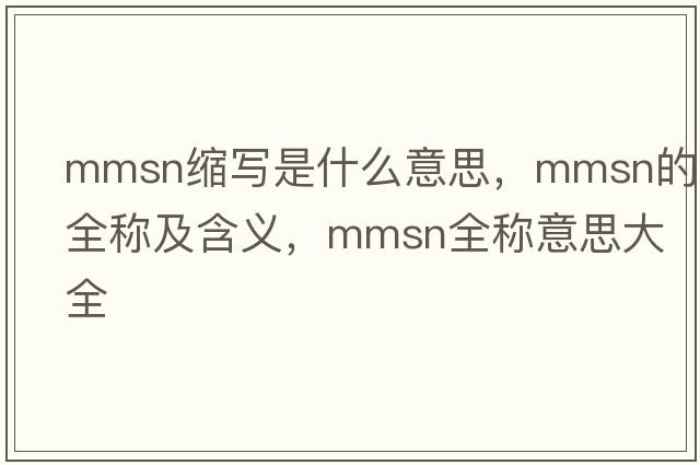 mmsn縮寫(xiě)是什么意思，mmsn的全稱(chēng)及含義，mmsn全稱(chēng)意思大全