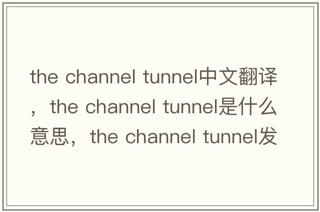 the channel tunnel中文翻譯，the channel tunnel是什么意思，the channel tunnel發(fā)音、用法及例句