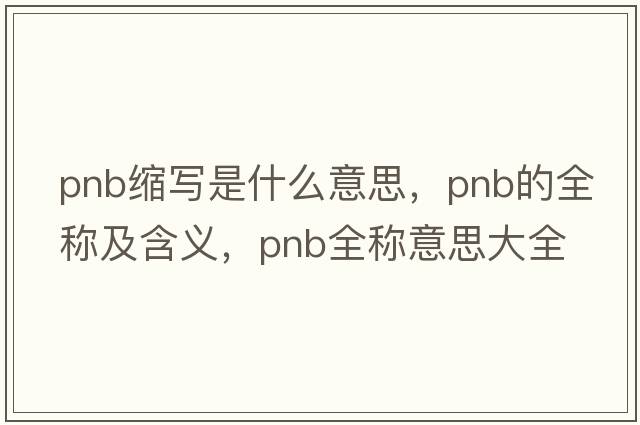pnb縮寫(xiě)是什么意思，pnb的全稱(chēng)及含義，pnb全稱(chēng)意思大全