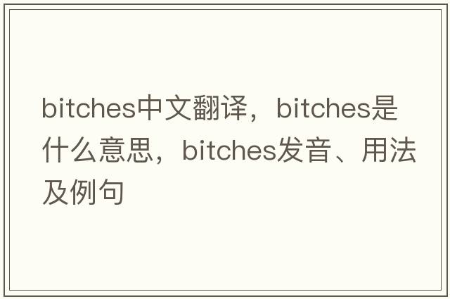 bitches中文翻譯，bitches是什么意思，bitches發(fā)音、用法及例句