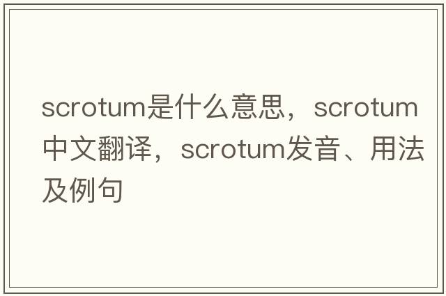 scrotum是什么意思，scrotum中文翻譯，scrotum發(fā)音、用法及例句