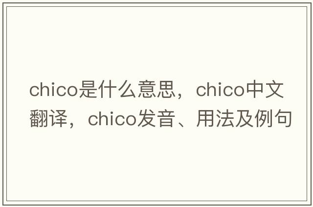chico是什么意思，chico中文翻譯，chico發(fā)音、用法及例句