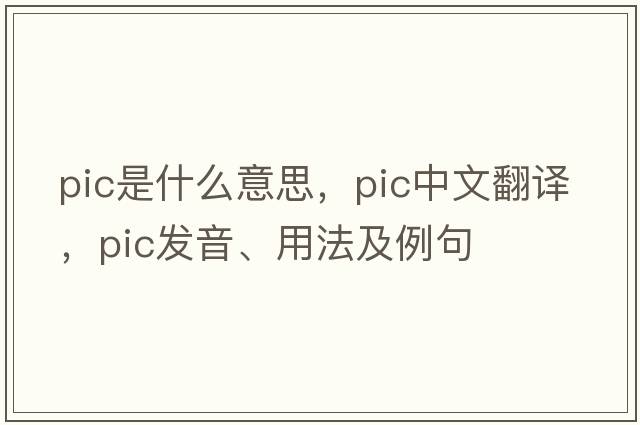 pic是什么意思，pic中文翻譯，pic發(fā)音、用法及例句