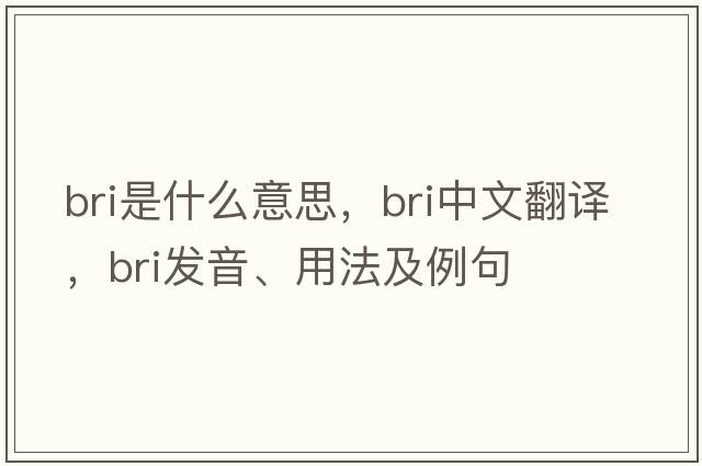 BRI是什么意思，BRI中文翻譯，BRI發(fā)音、用法及例句