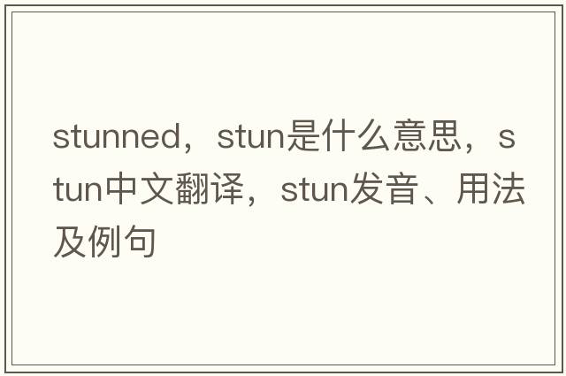 stunned，stun是什么意思，stun中文翻譯，stun發(fā)音、用法及例句