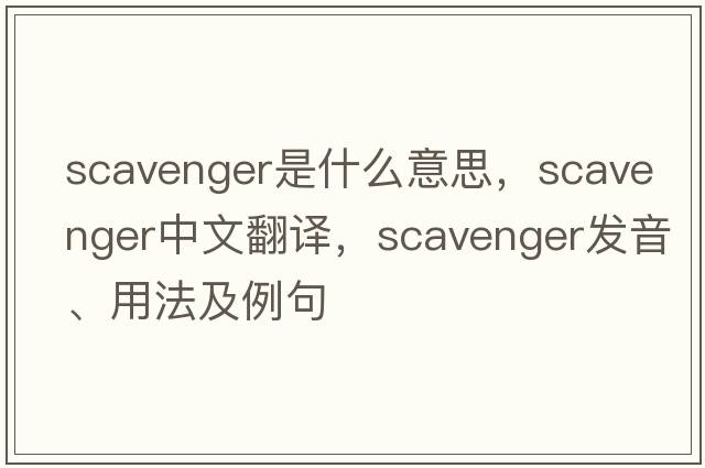 scavenger是什么意思，scavenger中文翻譯，scavenger發(fā)音、用法及例句