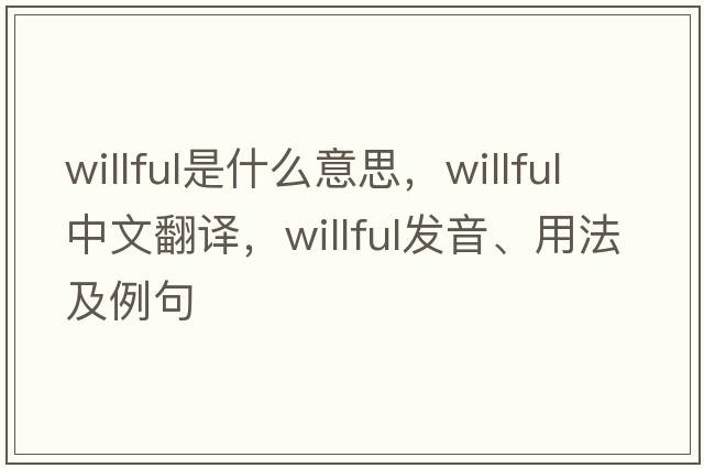 willful是什么意思，willful中文翻譯，willful發(fā)音、用法及例句