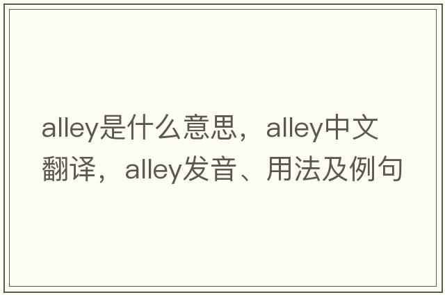 alley是什么意思，alley中文翻譯，alley發(fā)音、用法及例句