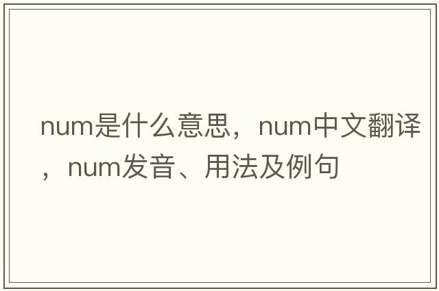 num是什么意思，num中文翻譯，num發(fā)音、用法及例句
