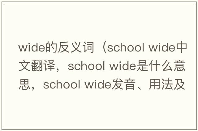 wide的反義詞（school wide中文翻譯，school wide是什么意思，school wide發(fā)音、用法及例句）
