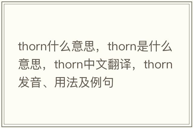 thorn什么意思，thorn是什么意思，thorn中文翻譯，thorn發(fā)音、用法及例句