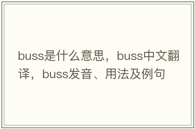 buss是什么意思，buss中文翻譯，buss發(fā)音、用法及例句