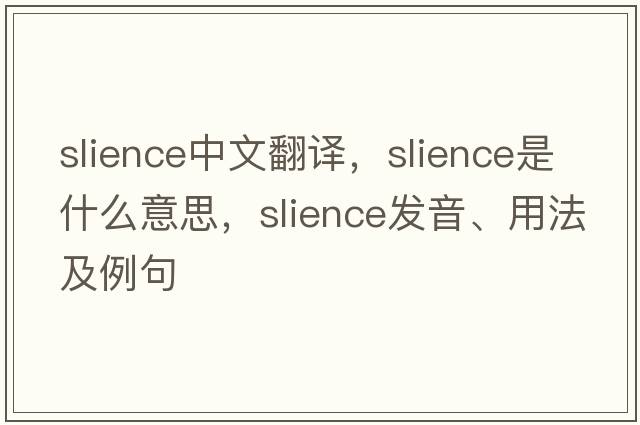 slience中文翻譯，slience是什么意思，slience發(fā)音、用法及例句