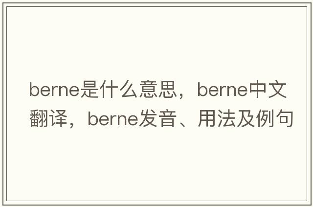 Berne是什么意思，Berne中文翻譯，Berne發(fā)音、用法及例句