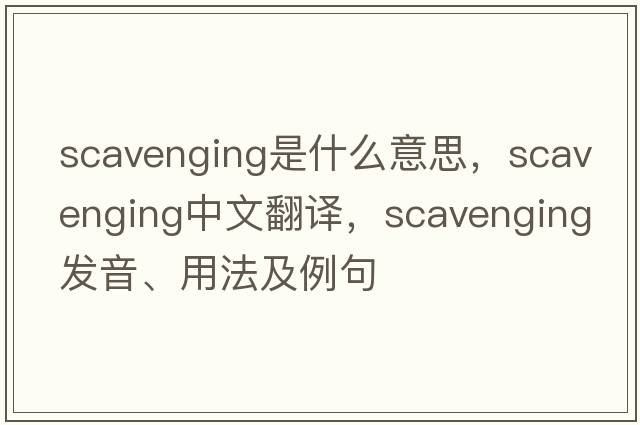 scavenging是什么意思，scavenging中文翻譯，scavenging發(fā)音、用法及例句