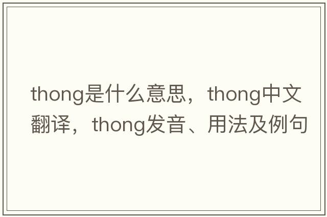 thong是什么意思，thong中文翻譯，thong發(fā)音、用法及例句