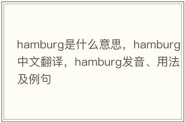 hamburg是什么意思，hamburg中文翻譯，hamburg發(fā)音、用法及例句