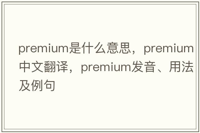 premium是什么意思，premium中文翻譯，premium發(fā)音、用法及例句