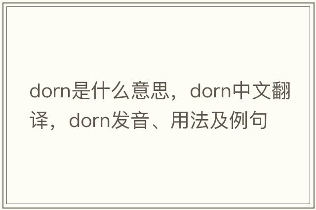 Dorn是什么意思，Dorn中文翻譯，Dorn發(fā)音、用法及例句
