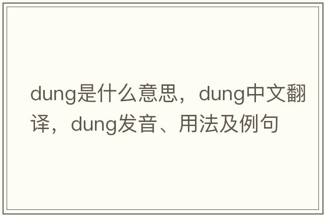dung是什么意思，dung中文翻譯，dung發(fā)音、用法及例句