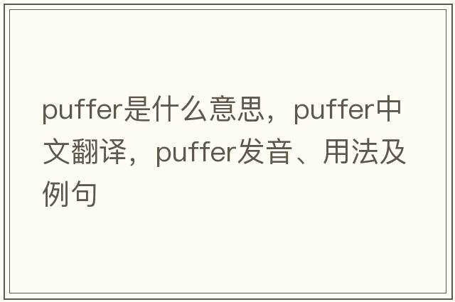 puffer是什么意思，puffer中文翻譯，puffer發(fā)音、用法及例句