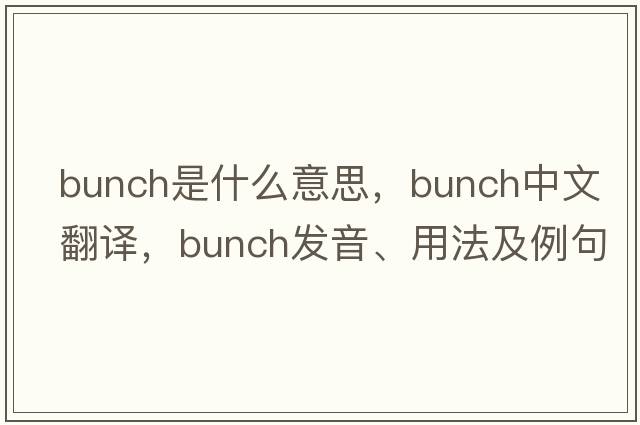 bunch是什么意思，bunch中文翻譯，bunch發(fā)音、用法及例句