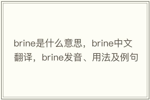 brine是什么意思，brine中文翻譯，brine發(fā)音、用法及例句