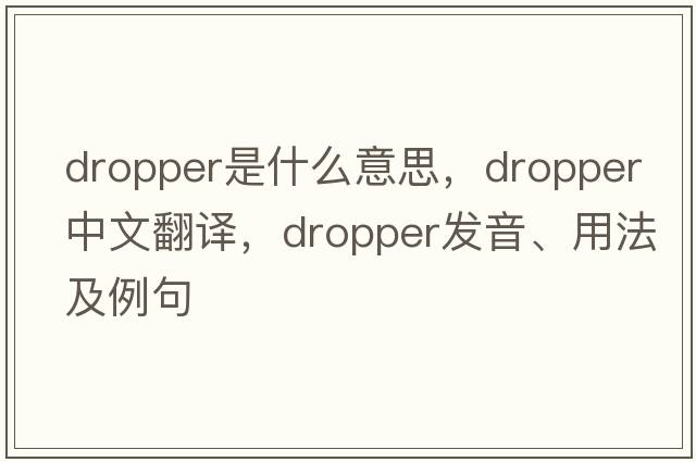 dropper是什么意思，dropper中文翻譯，dropper發(fā)音、用法及例句