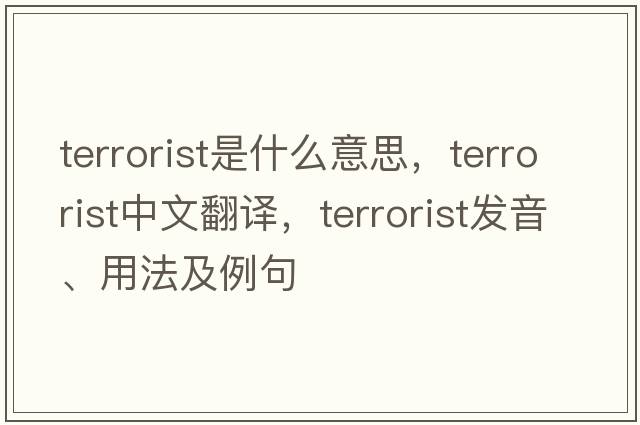 terrorist是什么意思，terrorist中文翻譯，terrorist發(fā)音、用法及例句